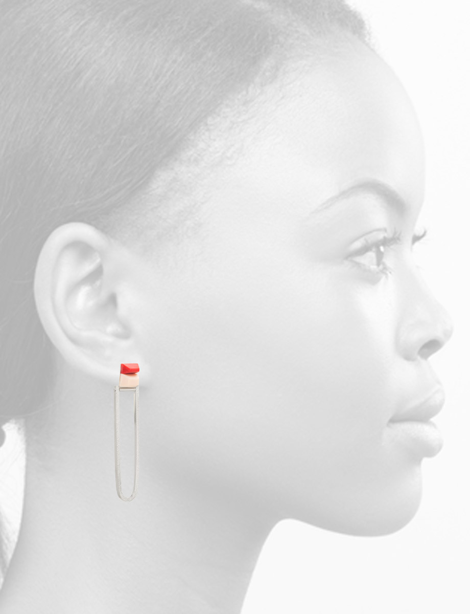 Oval Splice Earrings – Red & Pink