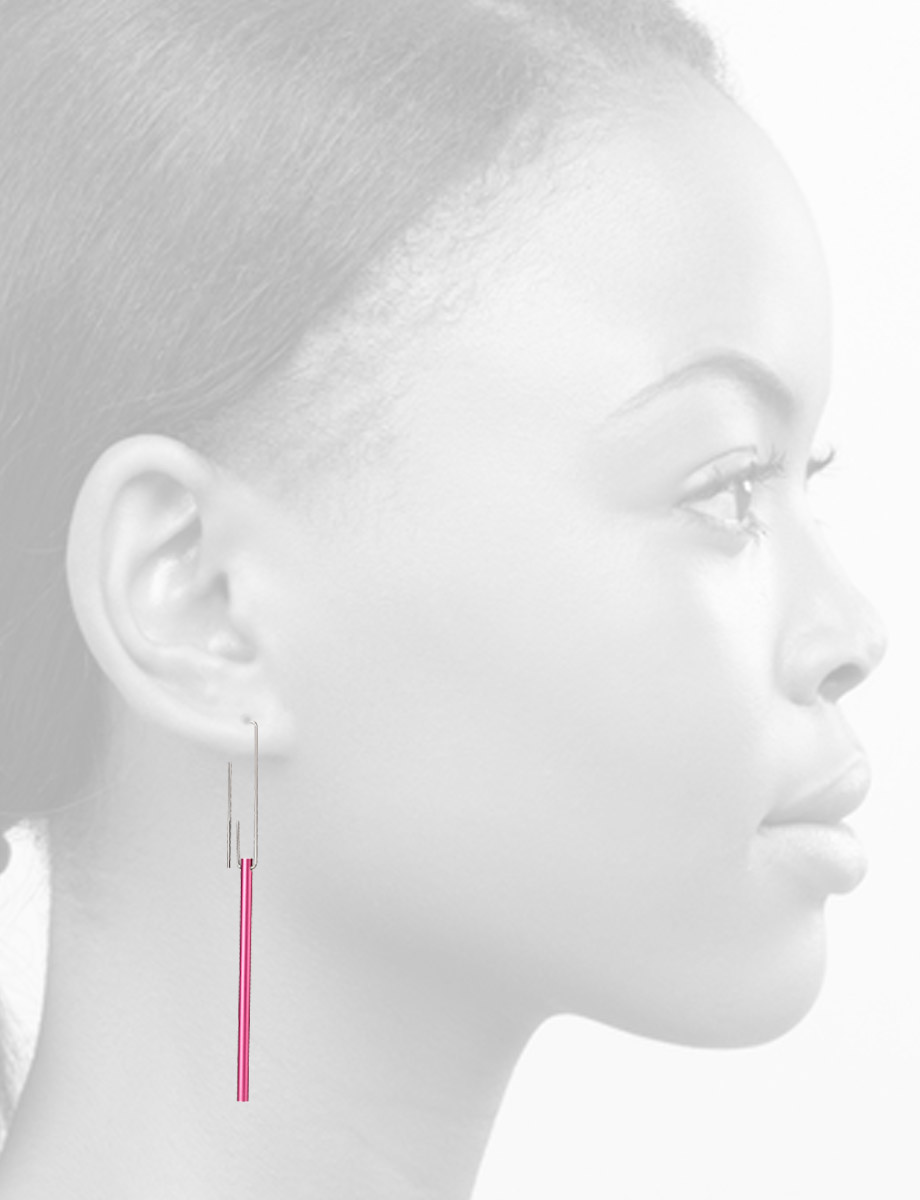 Long Hidden Line Earrings – Pink