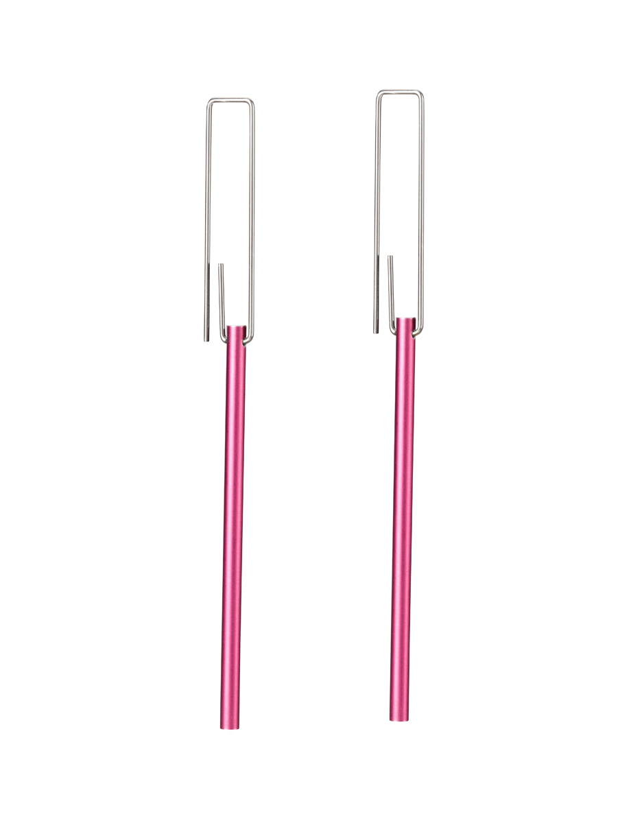 Long Hidden Line Earrings – Pink