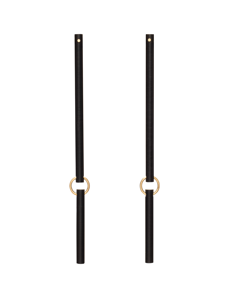 Centre Line Earrings – Black & Yellow Gold