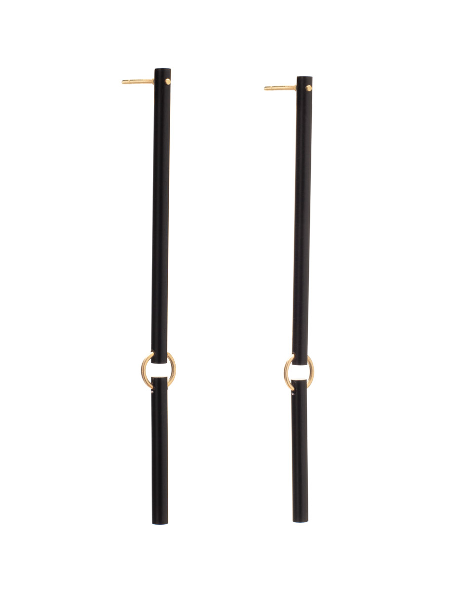 Centre Line Earrings – Black & Yellow Gold