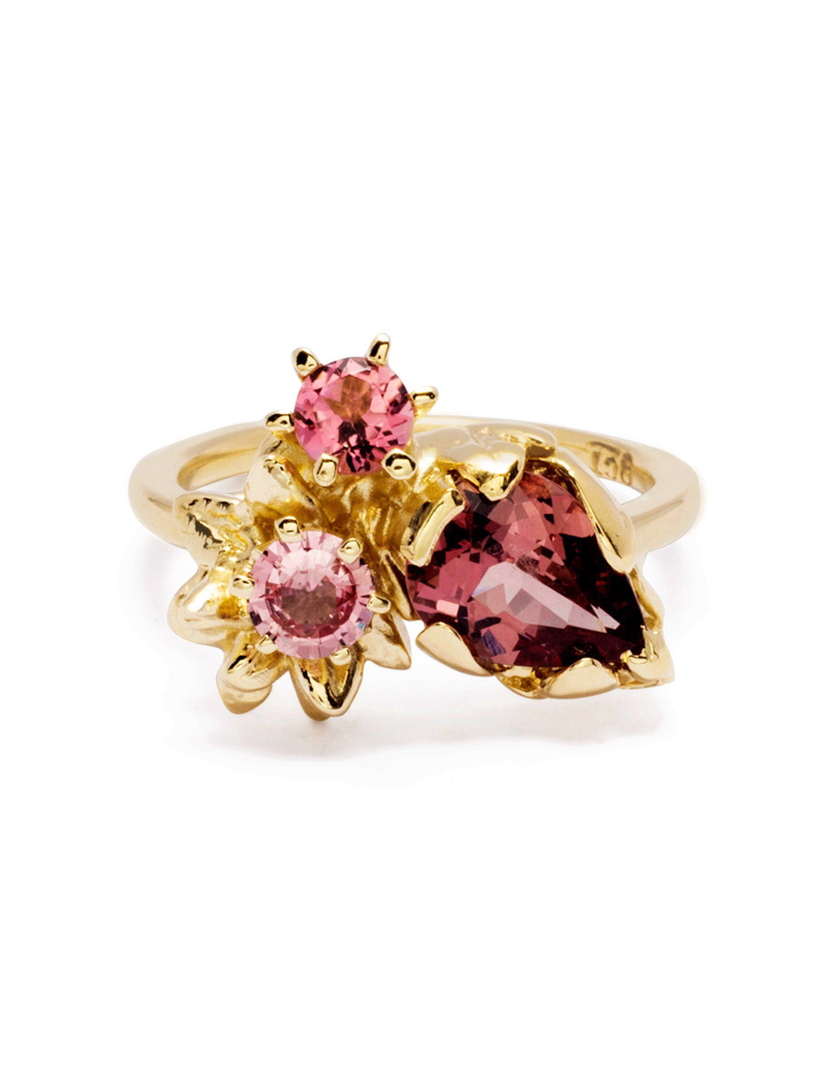 Pear Posy Ring – Sapphire, Garnet & Tourmaline