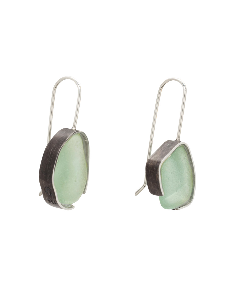 Beach Glass Earrings – Silver & Aqua