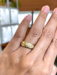 Wide Random Ring – Yellow Gold & Diamonds