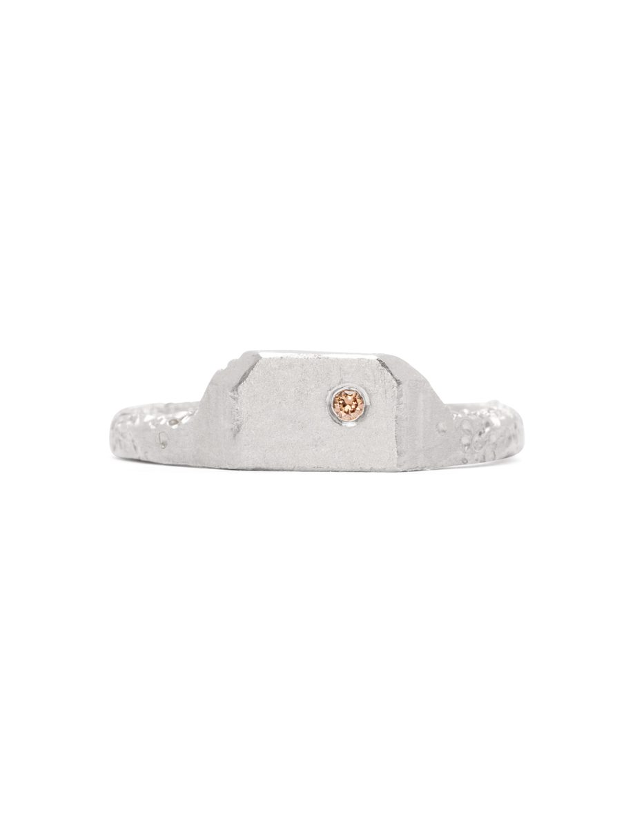 50% Offcut Ring – Silver & Champagne Diamond