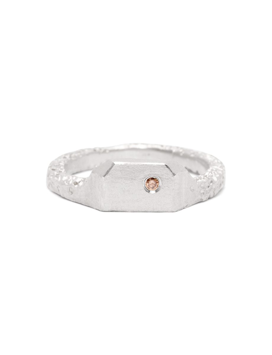50% Offcut Ring – Silver & Champagne Diamond