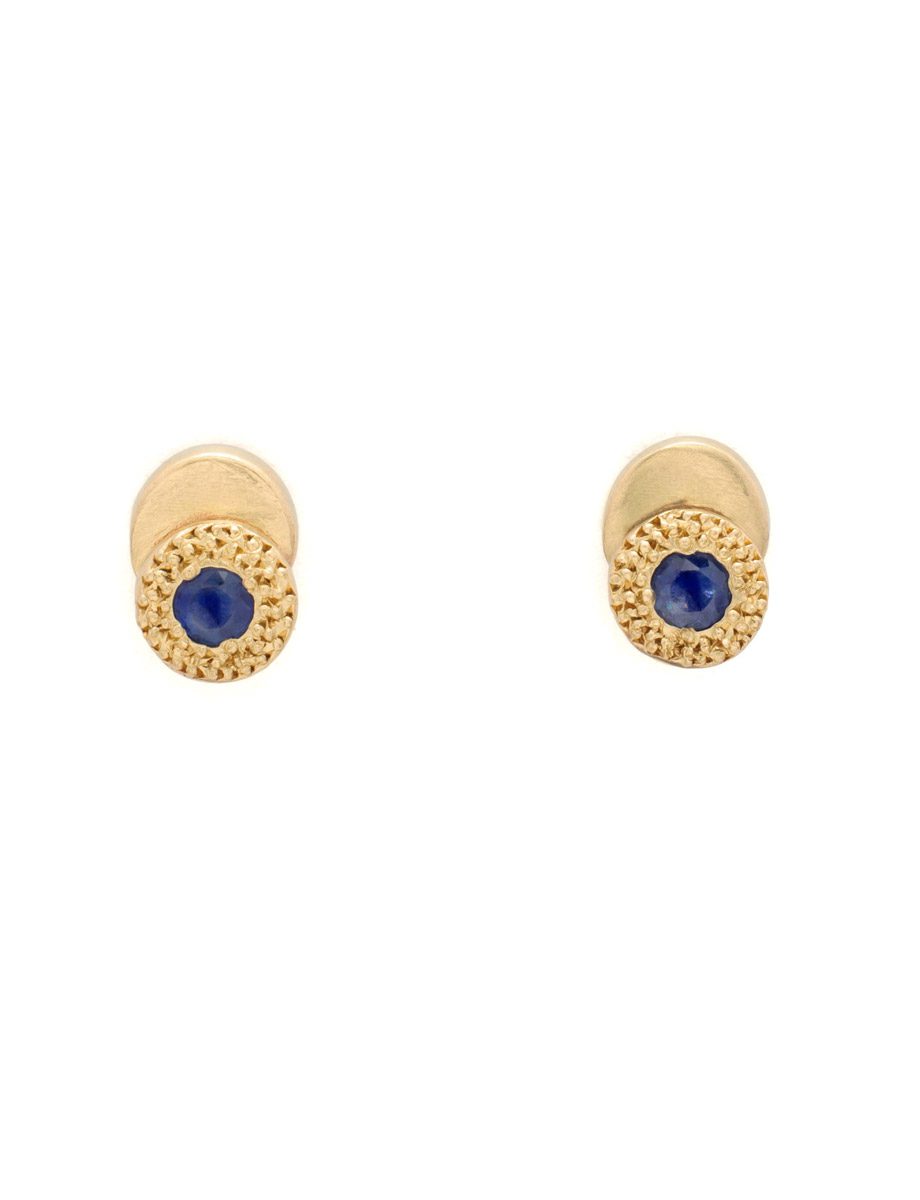 Beloved Assemblage Two Stack Earrings – Gold & Blue Sapphire