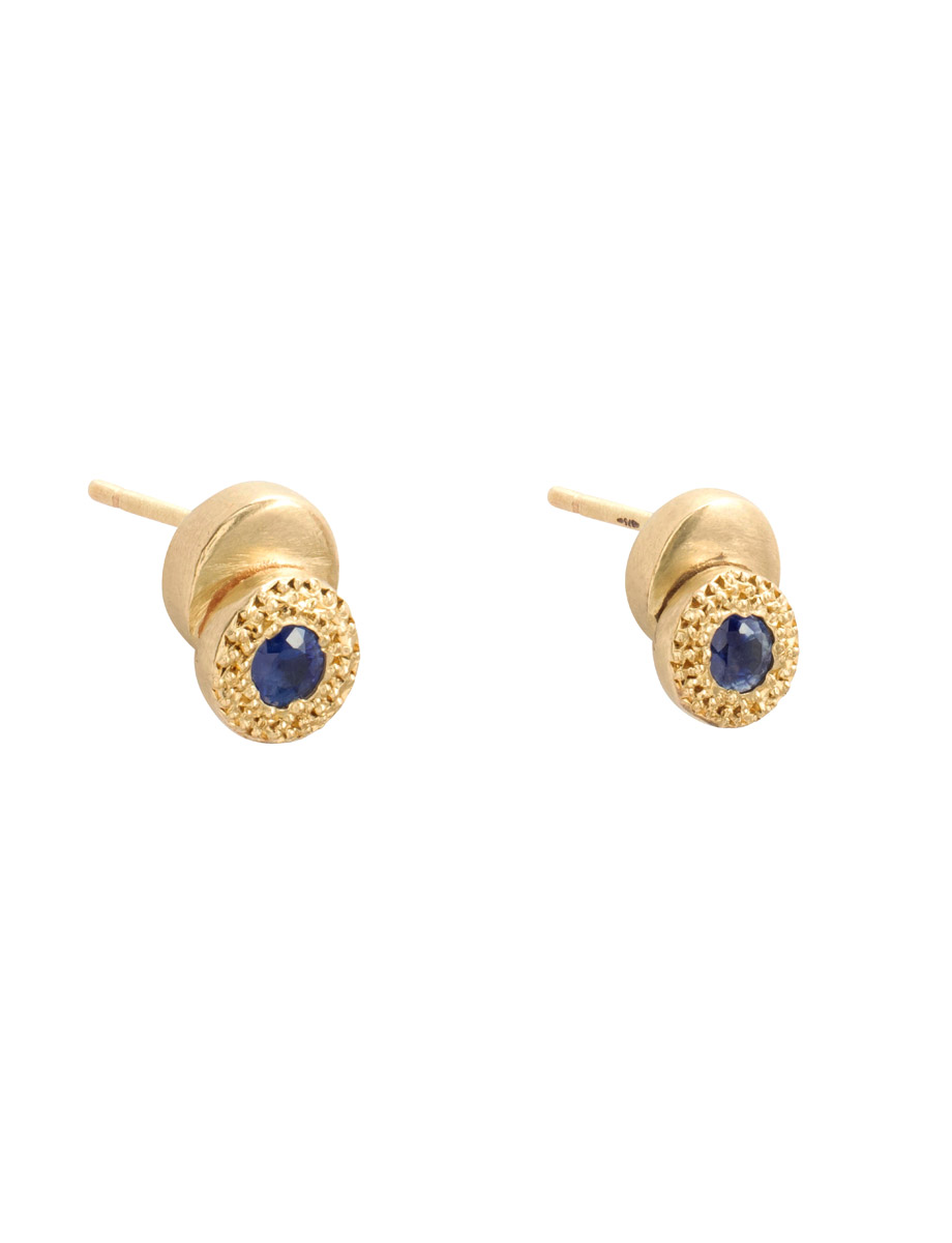 Beloved Assemblage Two Stack Earrings – Gold & Blue Sapphire