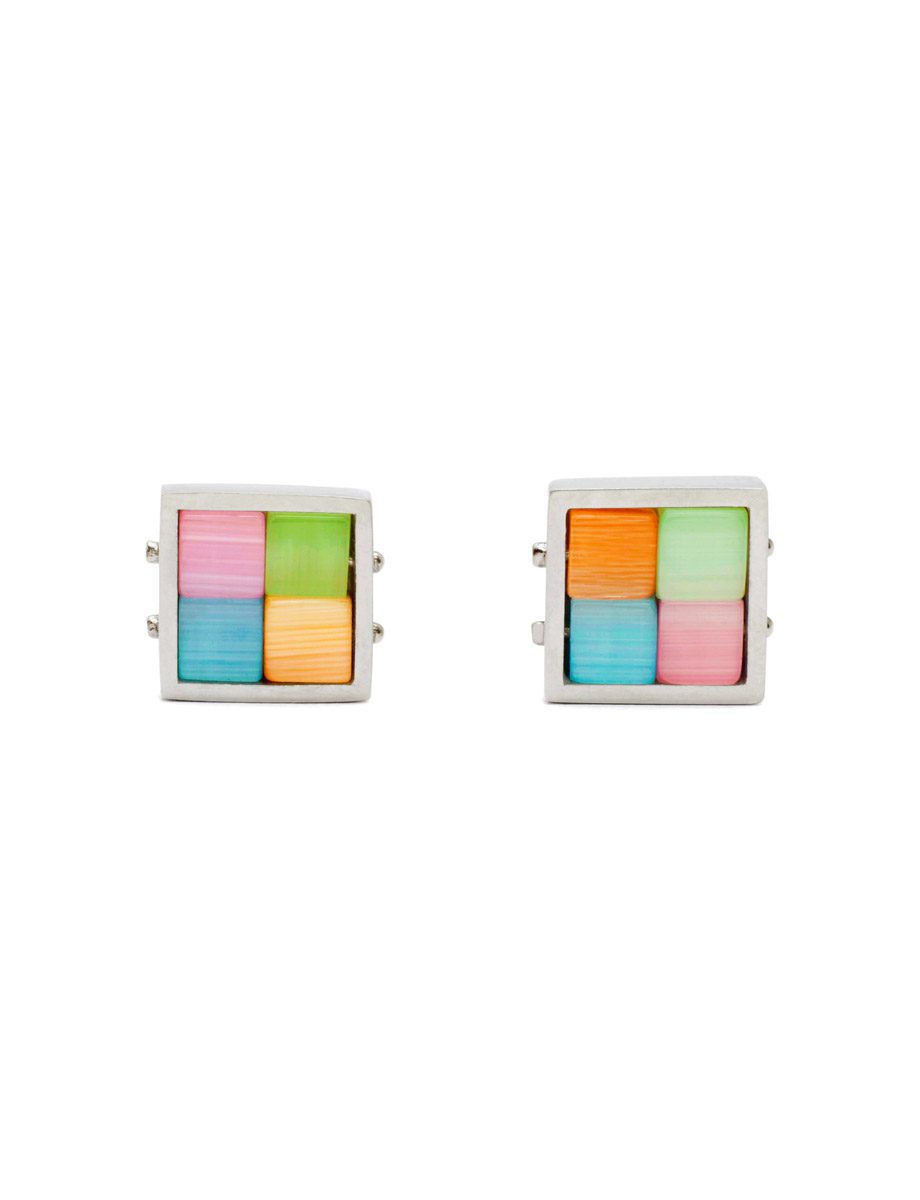 4 Square Stud Earrings – Mint, Pink, Blue & Orange