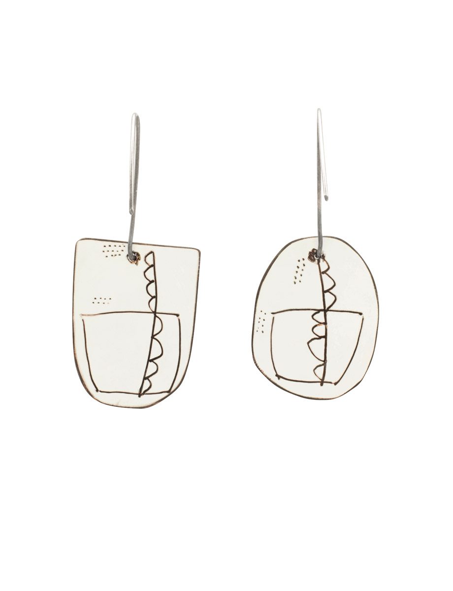 Reversible Apron Earrings – Baby Blue, White & Pale Yellow