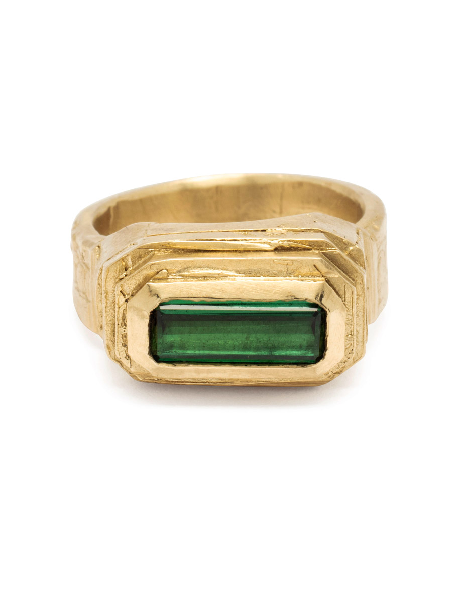 Sacro Ring – Yellow Gold & Green Tourmaline