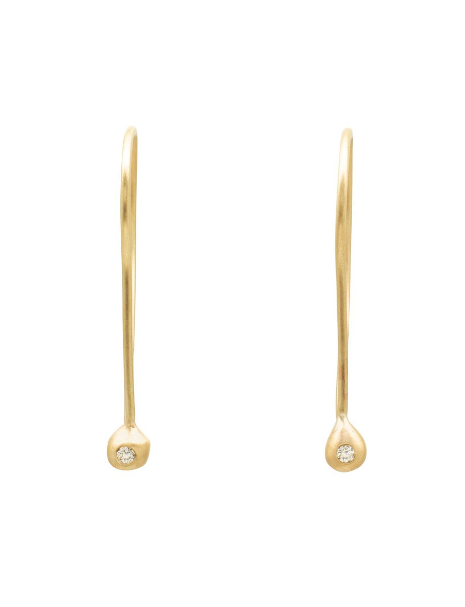 Small Tear Pleurs Hoop Earrings – Gold & Diamond