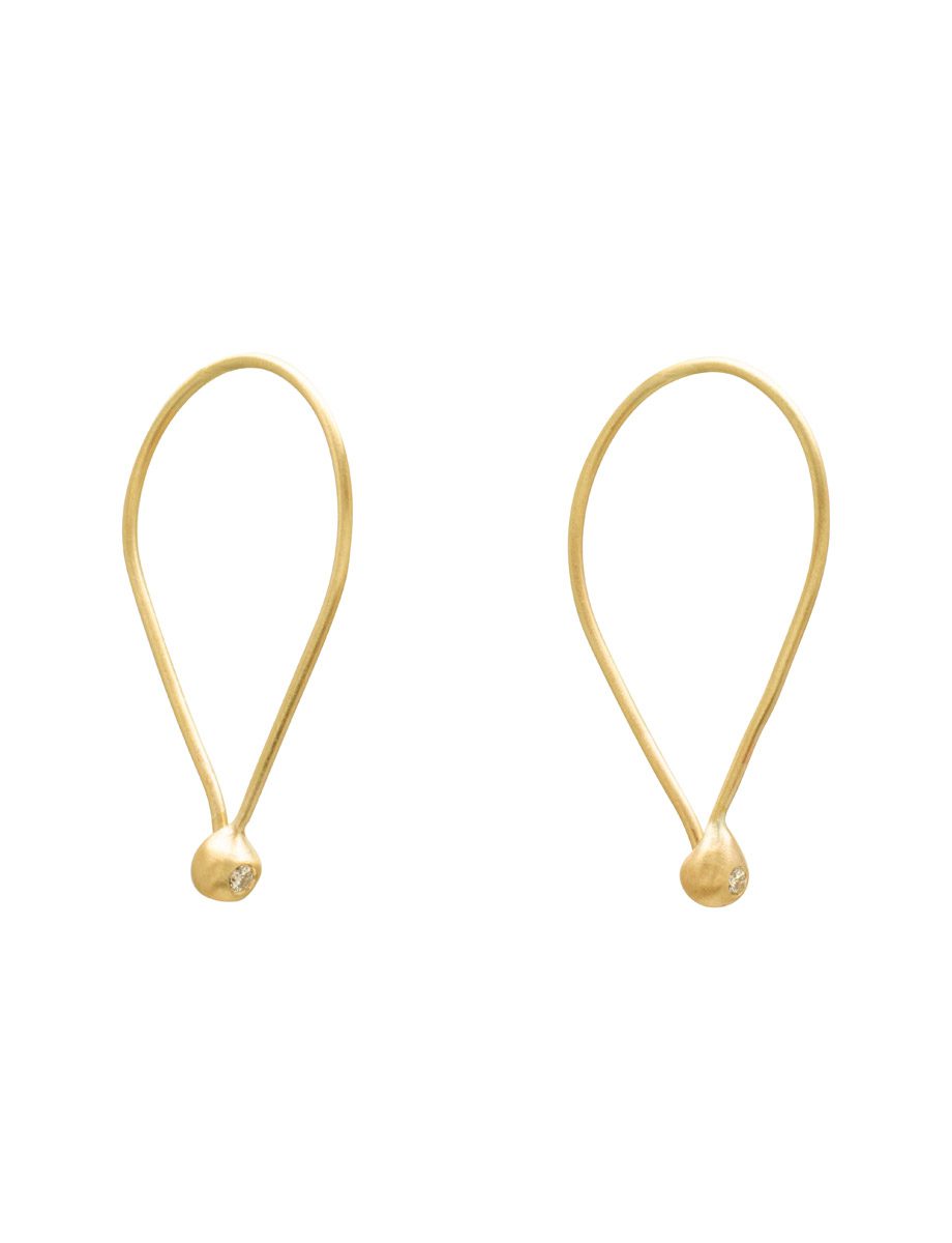 Small Tear Pleurs Hoop Earrings – Gold & Diamond