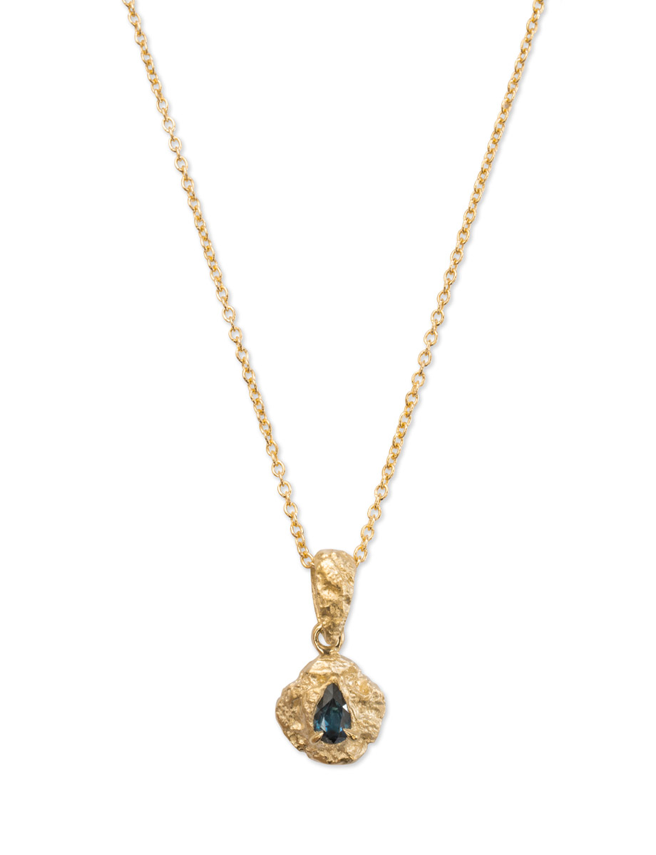 Mini Nimbus Pendant Necklace – Yellow Gold & Blue Sapphire