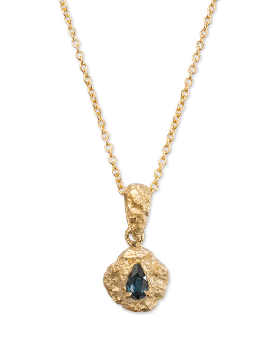 Mini Nimbus Pendant Necklace – Yellow Gold & Blue Sapphire