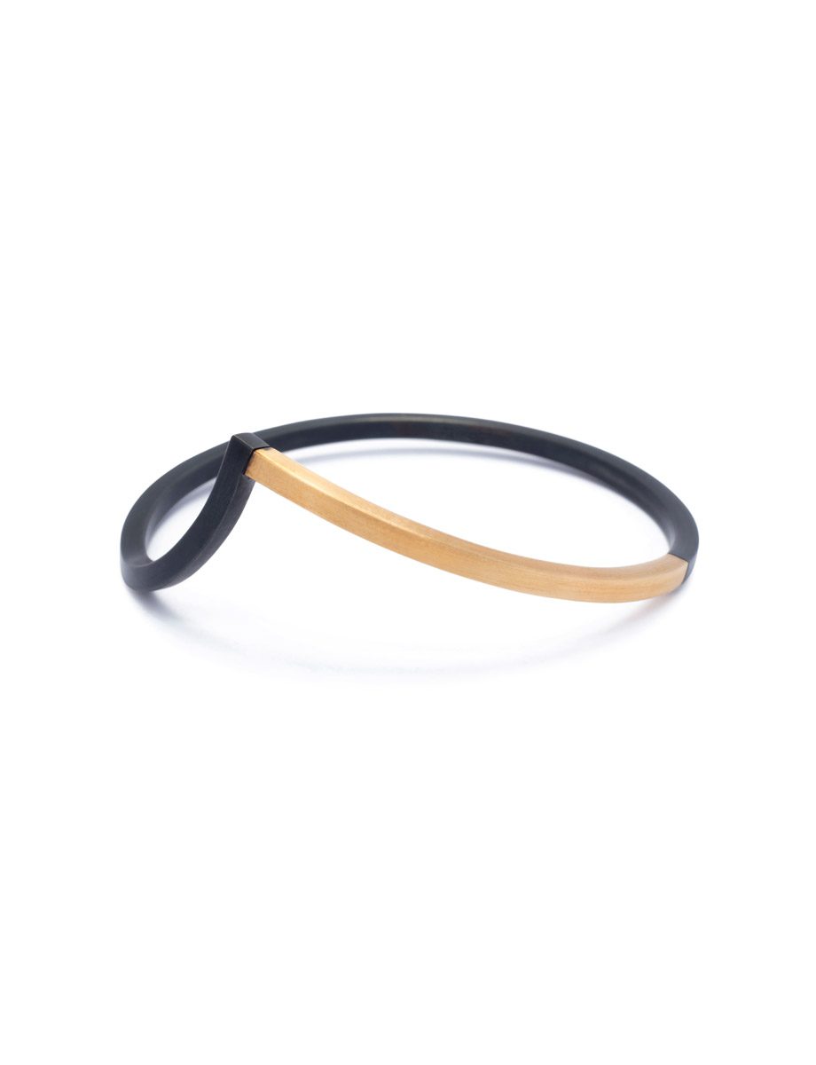 Contour Bangle – Blackened Silver & Gold