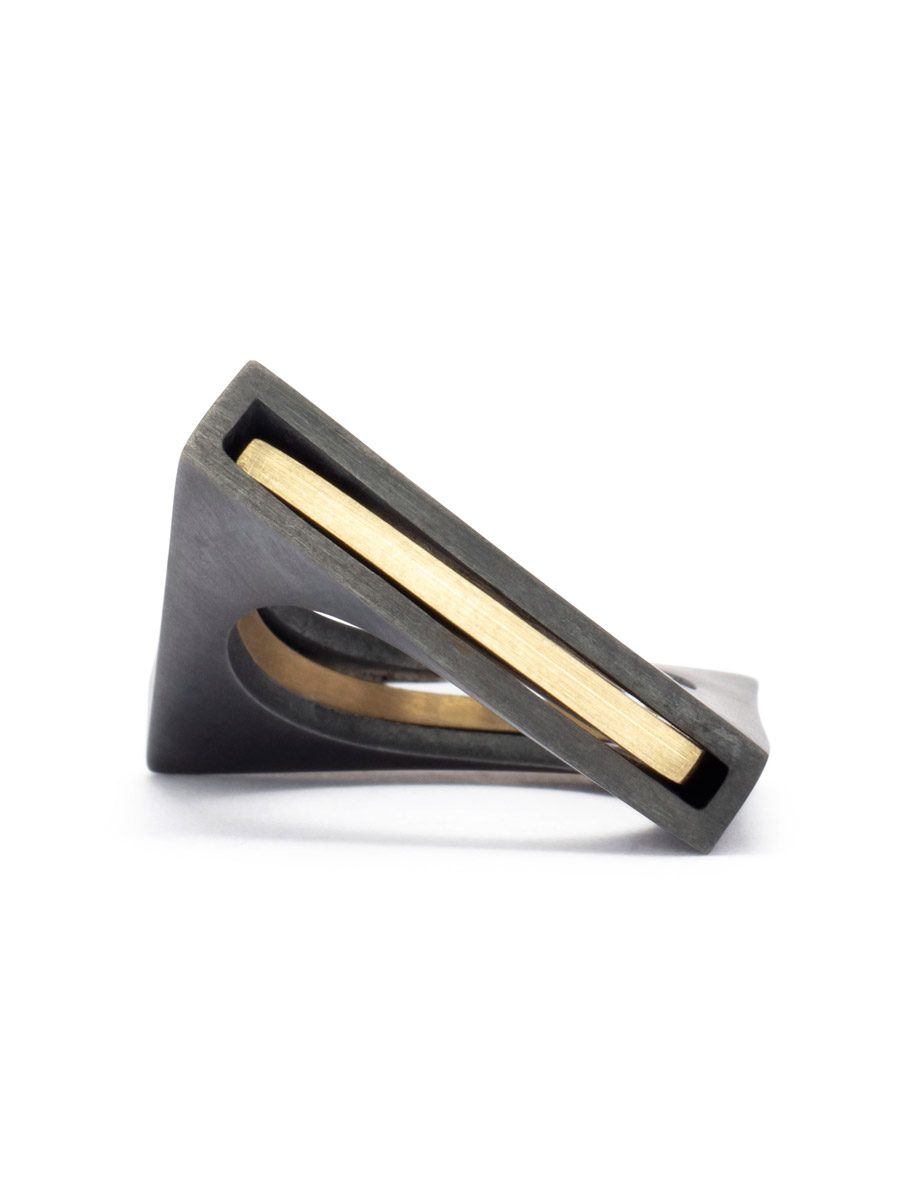Outside In Ring – Blackened Silver & Gold