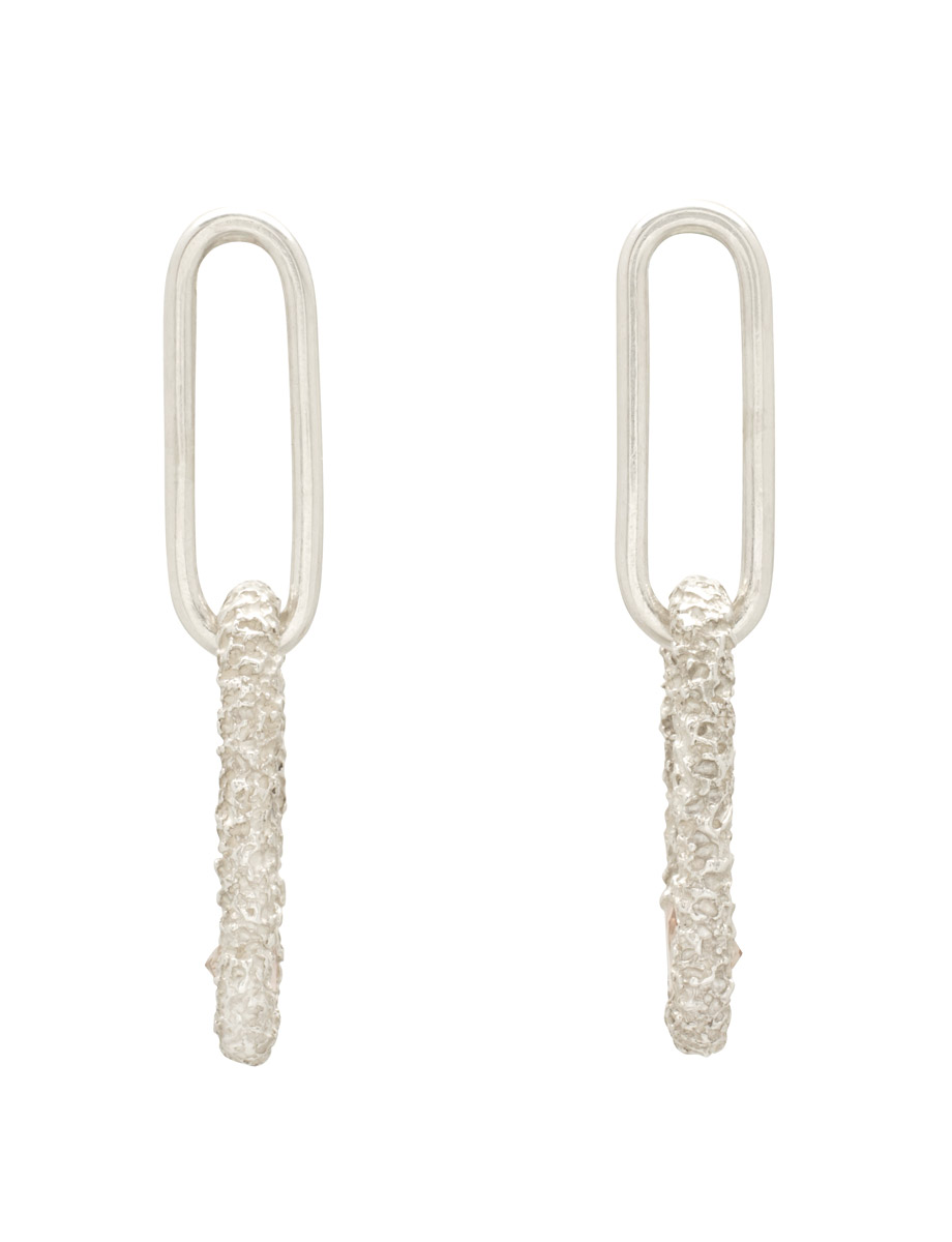 Linked Gem Earrings – Silver & Champagne Tourmaline