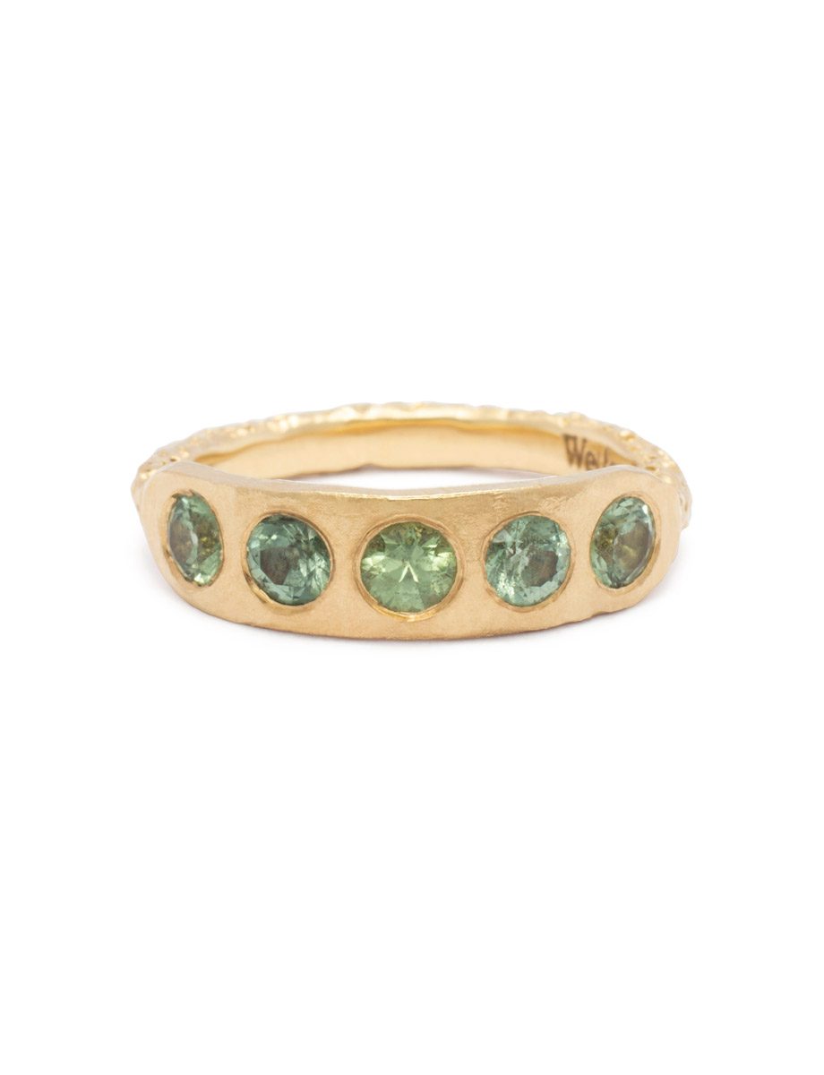 Pod Ring – Yellow Gold & Green Sapphires