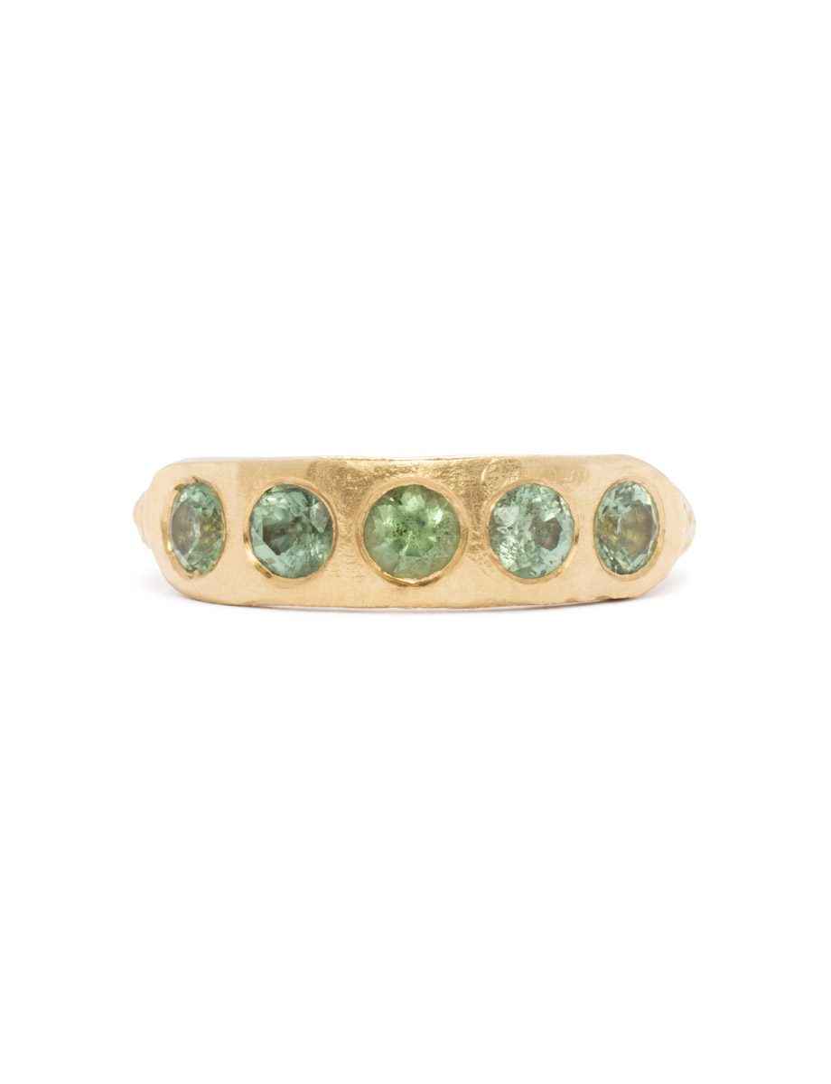 Pod Ring – Yellow Gold & Green Sapphires