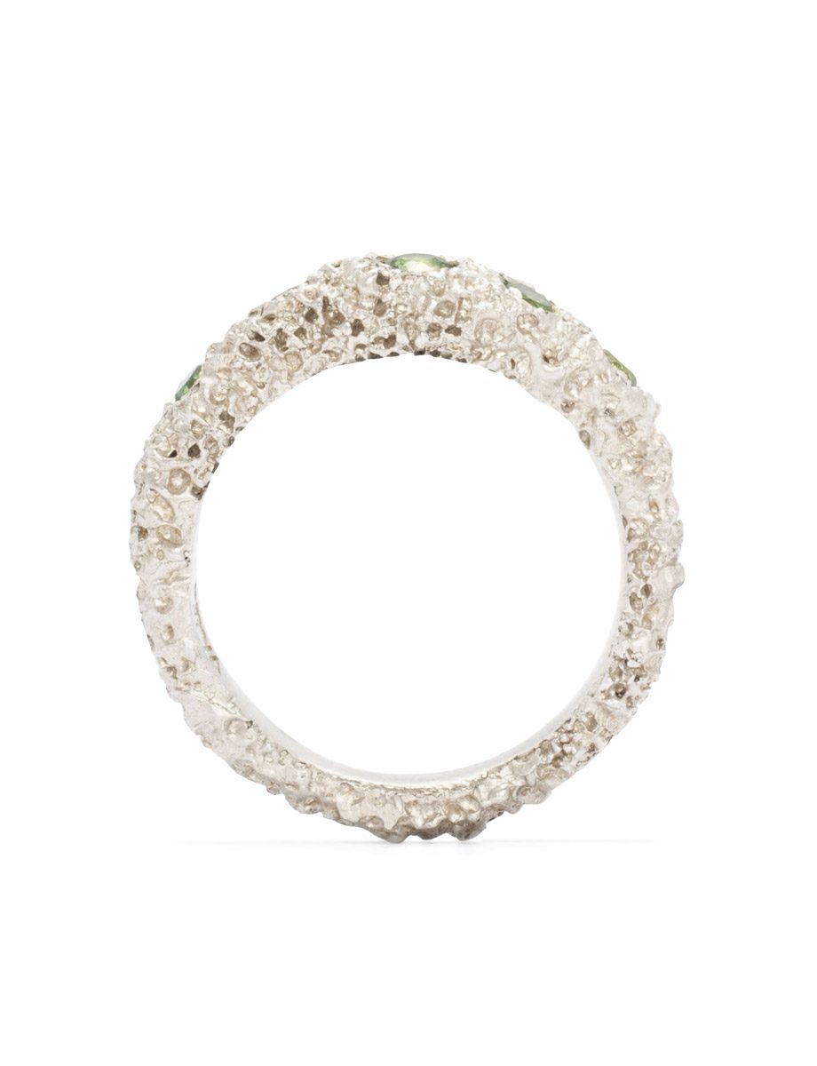 Sunken Stones Ring – Silver & Green Sapphires