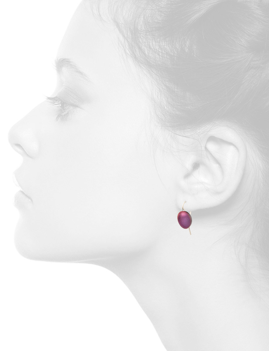 Small Dome Hook Earrings – Purple