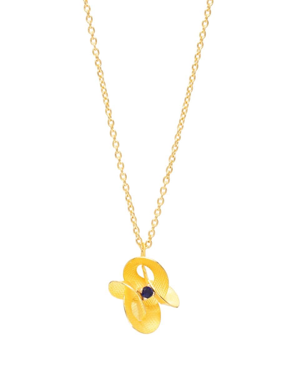 Double Cloud Pendant Necklace – Yellow Gold & Sapphire