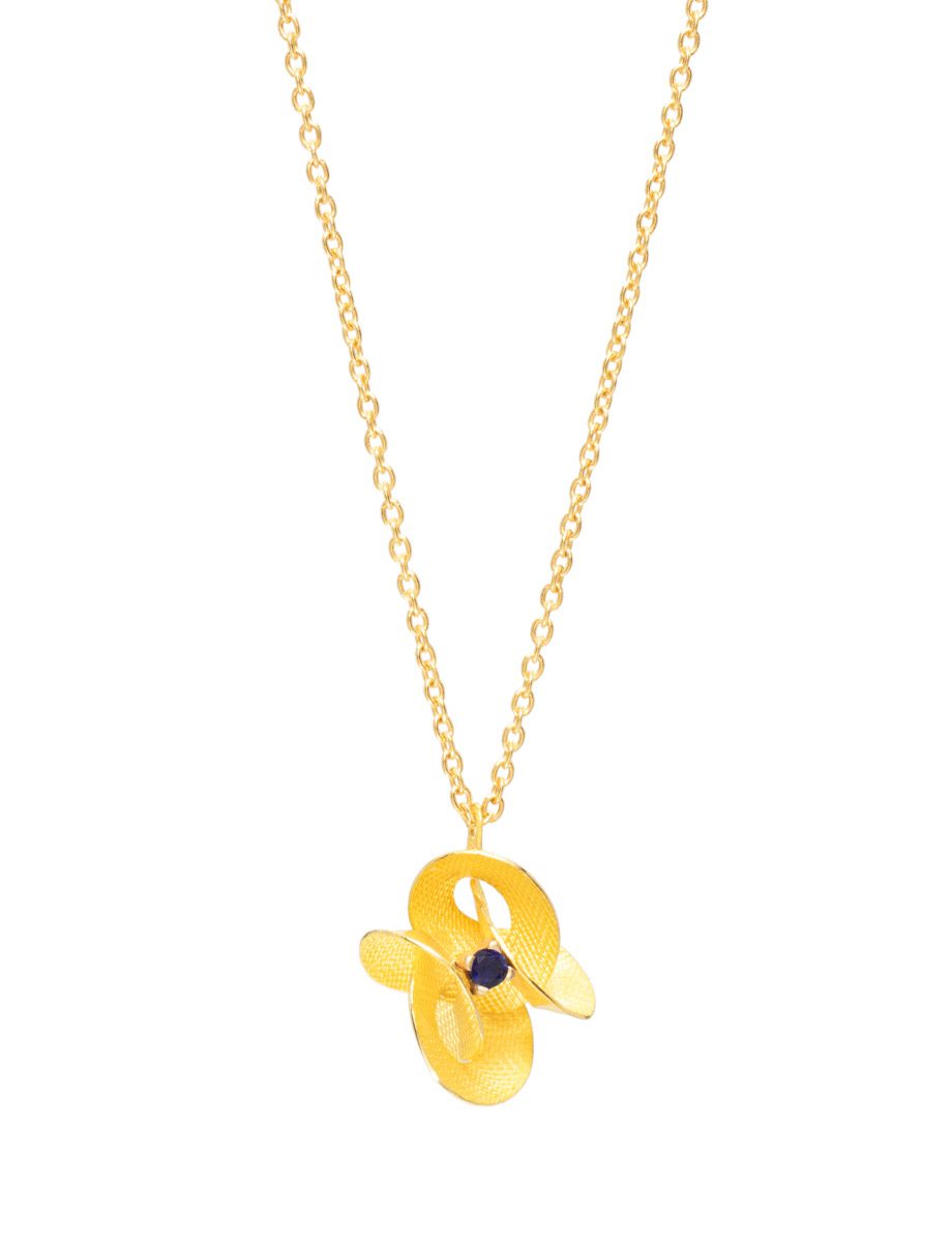 Double Cloud Pendant Necklace – Yellow Gold & Sapphire