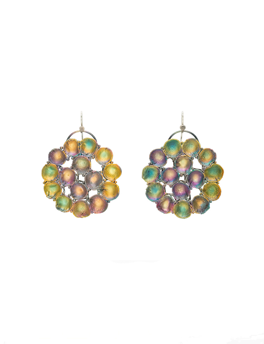 Pod Hanging Earrings – Green, Purple & Yellow
