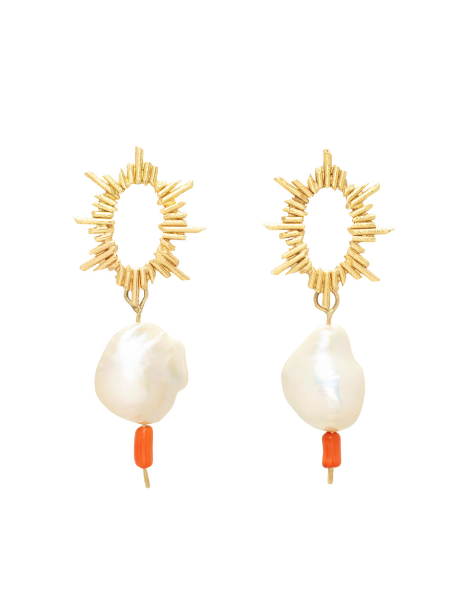 Santa Lucia Earrings – Gold, Pearl & Coral