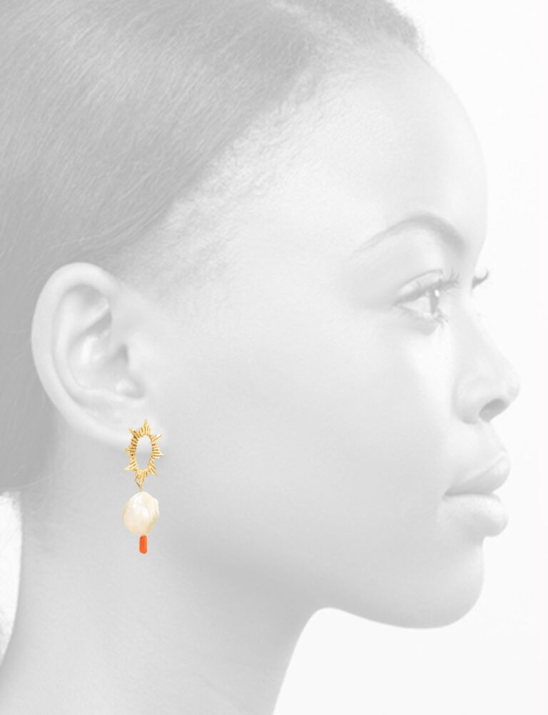 Santa Agueda Earrings – Pearl & Coral