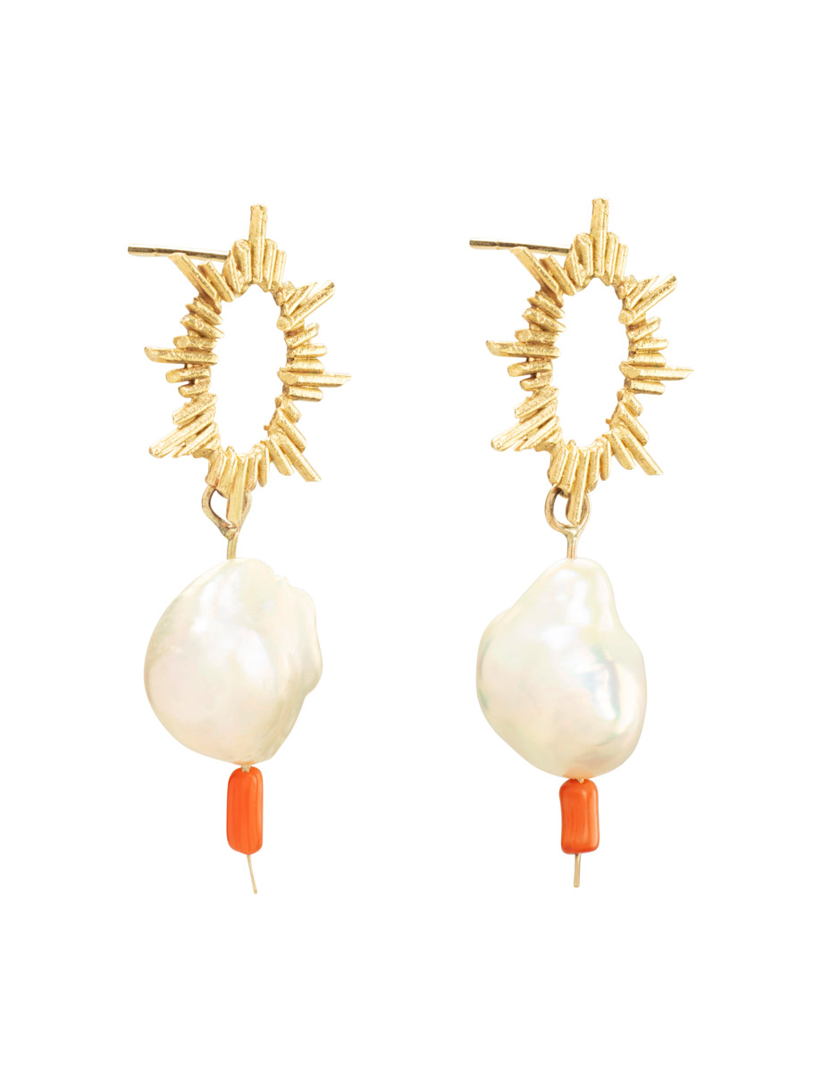 Santa Lucia Earrings – Gold, Pearl & Coral