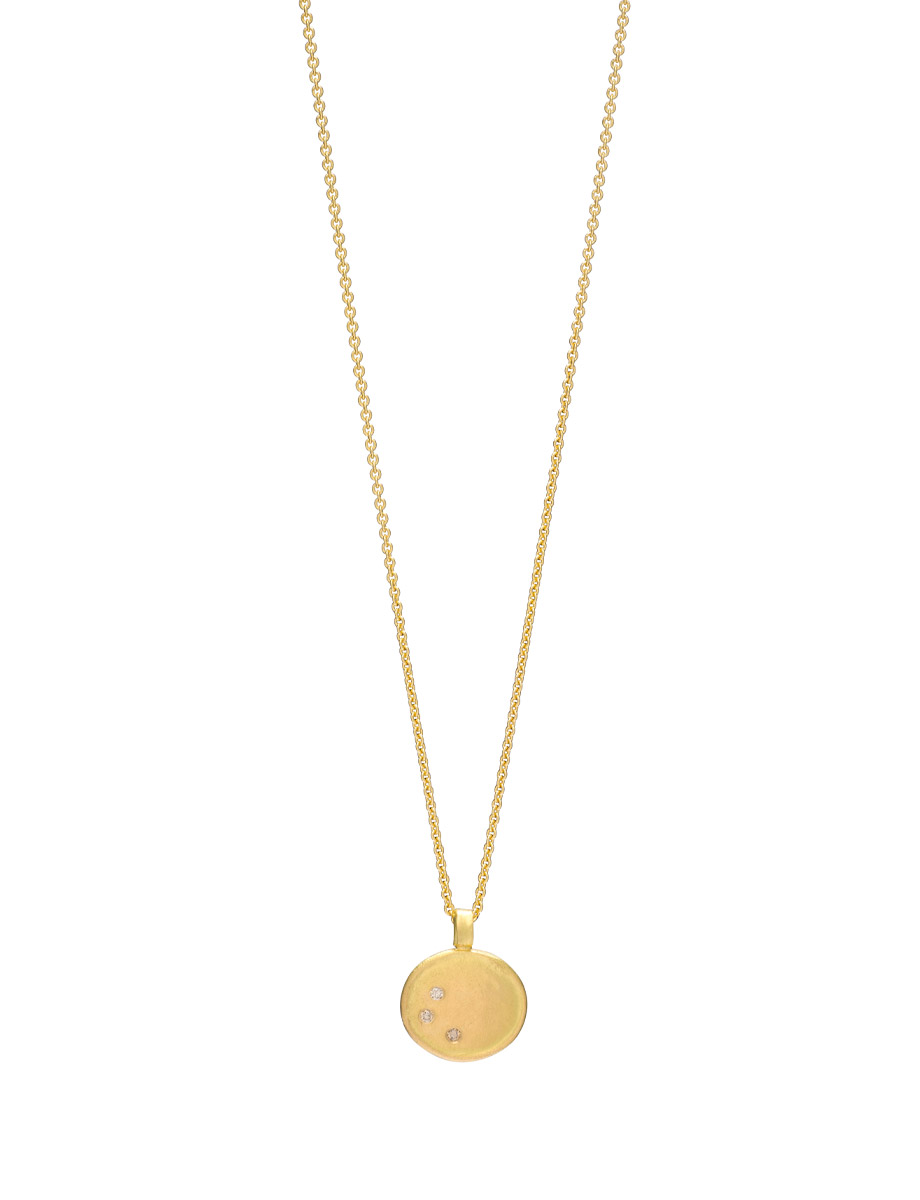 Petite Oval Sun Catcher Pendant Necklace – Yellow Gold & Diamond