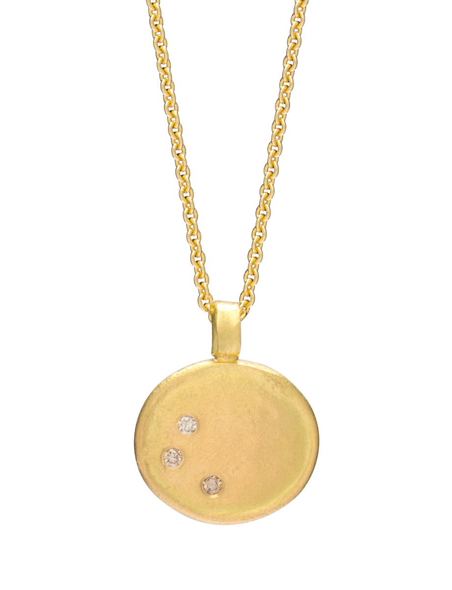 Petite Oval Sun Catcher Pendant Necklace – Yellow Gold & Diamond