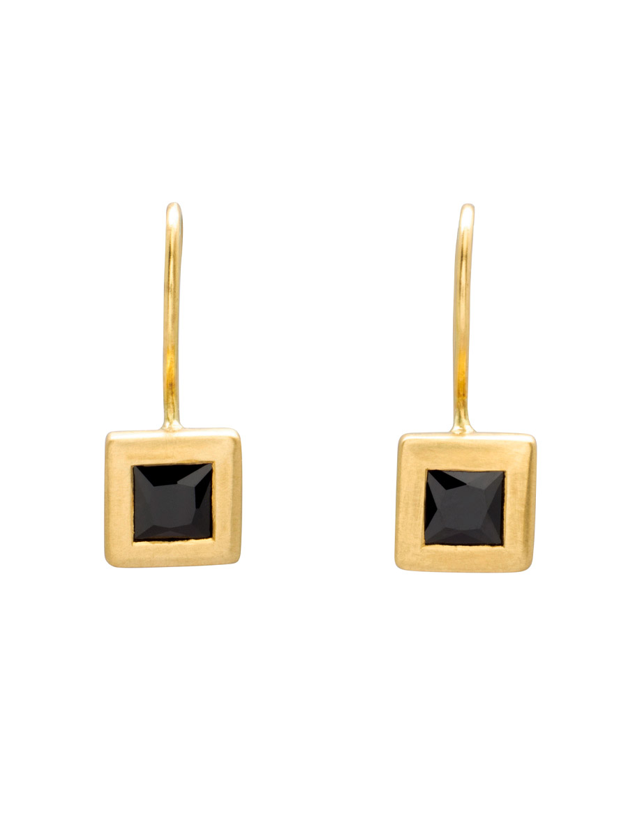Noir Hook Earrings – Yellow Gold & Black Sapphires