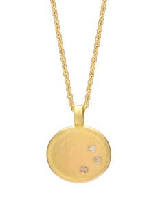 Petite Oval Sun Catcher Pendant Necklace – Yellow Gold & Diamond