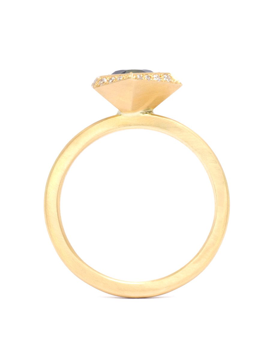 Scattered Light Ring – Yellow Gold, Australian Parti Sapphire & Diamonds