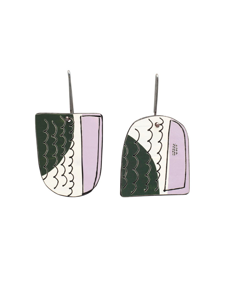 Still Life Reversible Earrings – Purple, Green & White