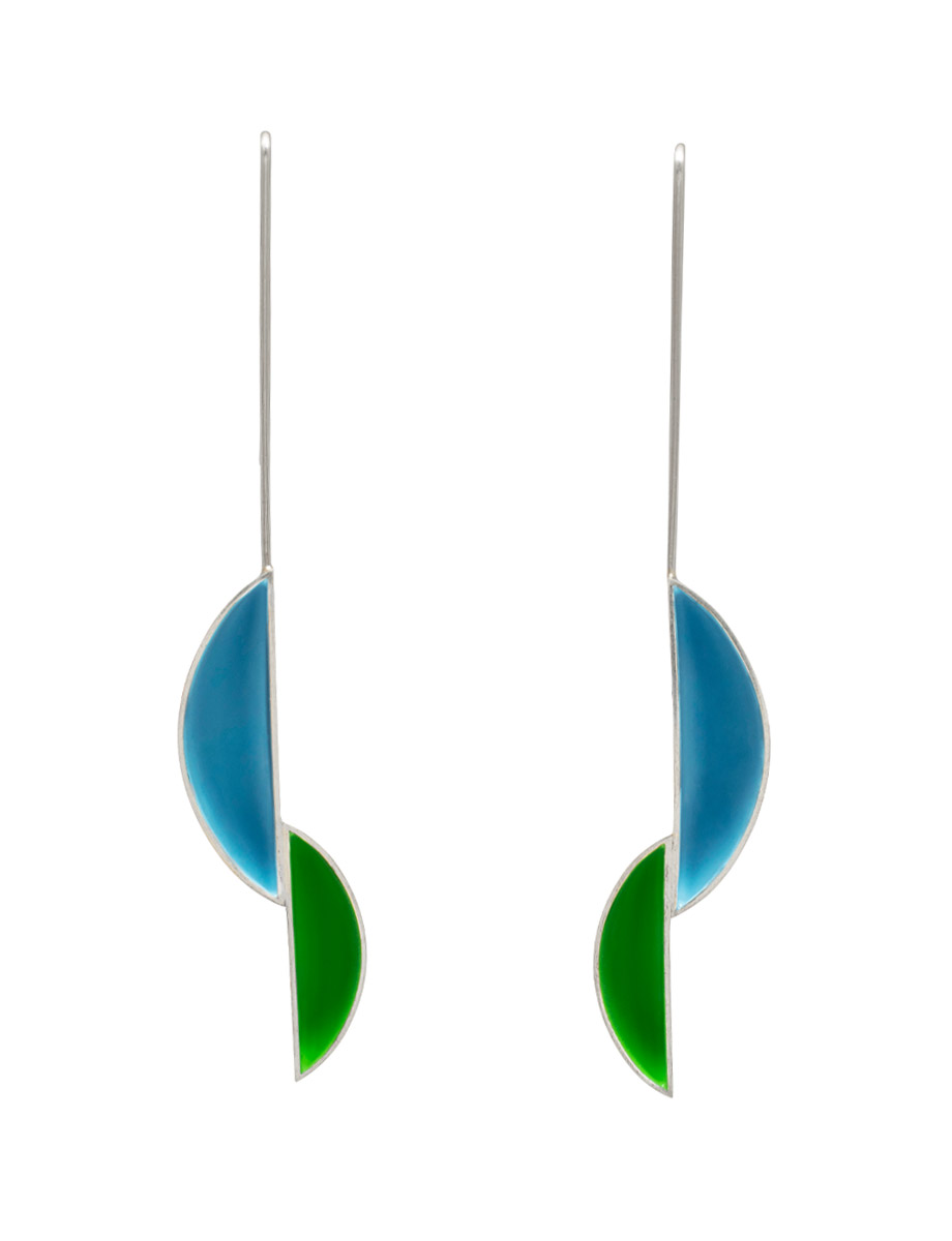 Slipped Pod Earrings – Light Blue & Green