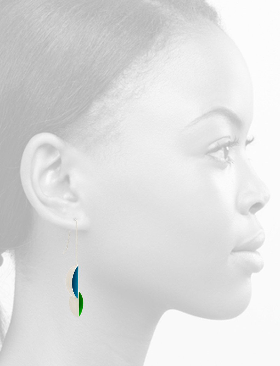 Slipped Pod Earrings – Light Blue & Green