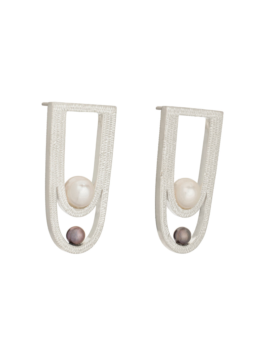 Large Drape Earrings – Silver & Freshwater Pearl