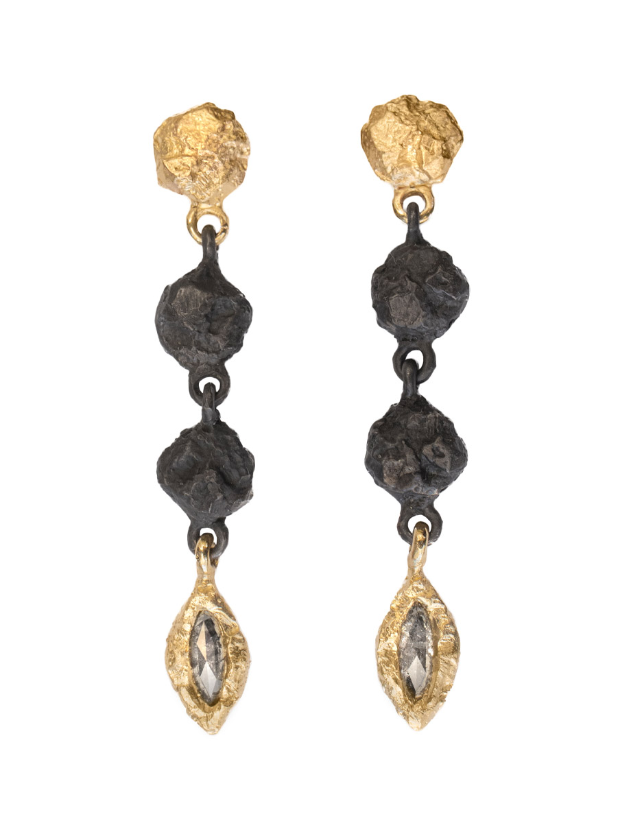 Autumn Earrings – Yellow Gold & Salt and Pepper Diamond