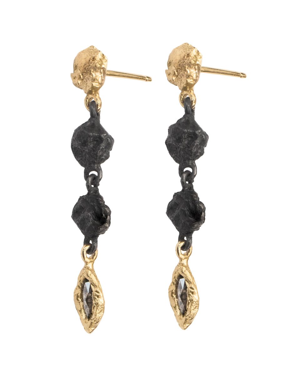 Autumn Earrings – Yellow Gold & Salt and Pepper Diamond