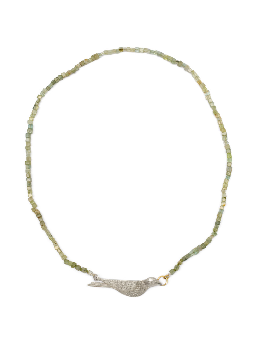 Bowerbird Necklace – Silver, Gold & Garnet