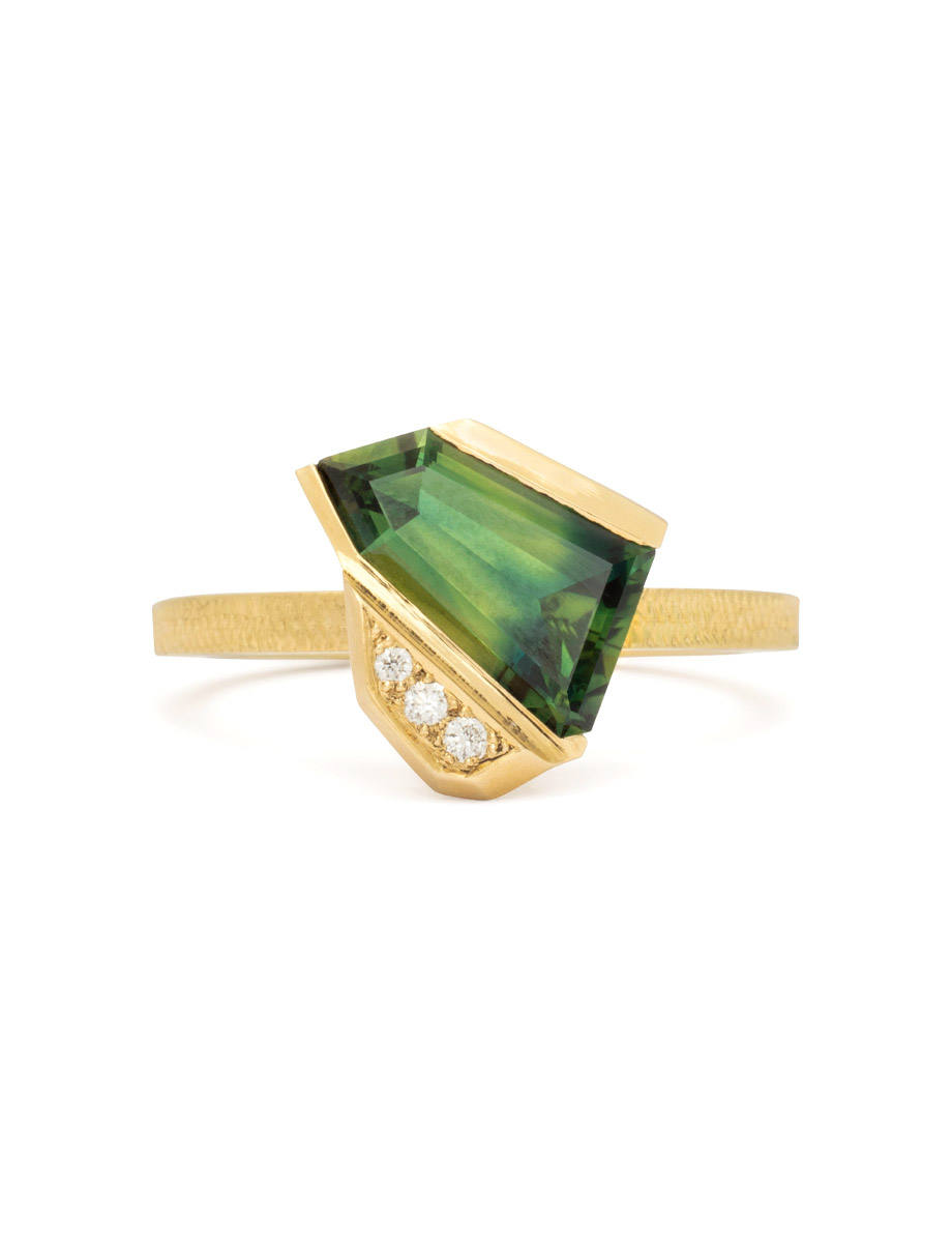 Angularity Ring – Yellow Gold, Parti Sapphire & Diamonds