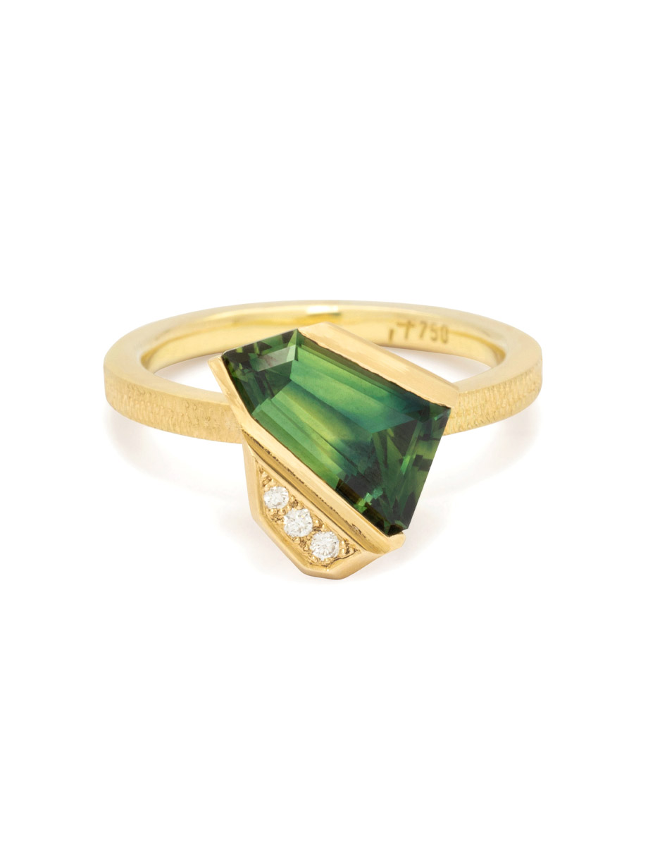 Angularity Ring – Yellow Gold, Parti Sapphire & Diamonds