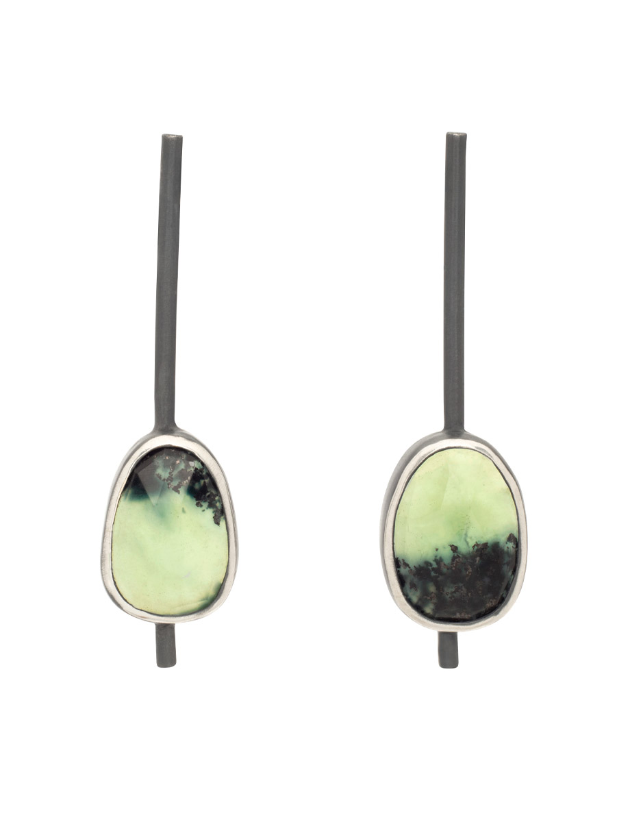 Inclusion Pendulum Stud Earrings – Silver & Serpentine