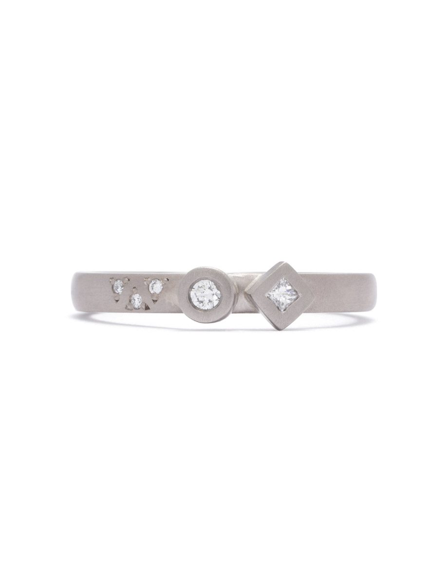 Side by Side Ring – White Gold & Diamond