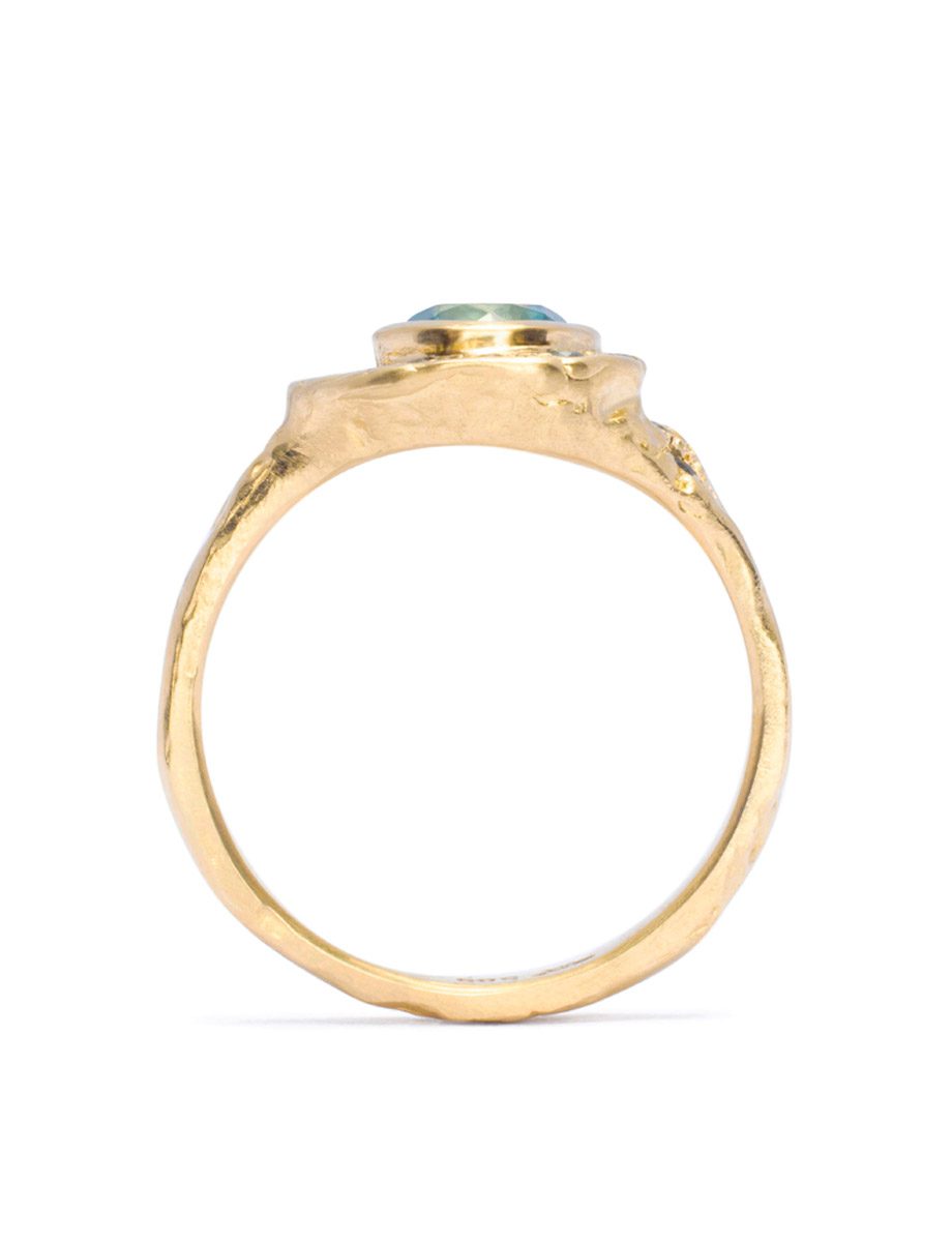 Oceanic Spiral Ring – Yellow Gold, Sapphire & Zircon