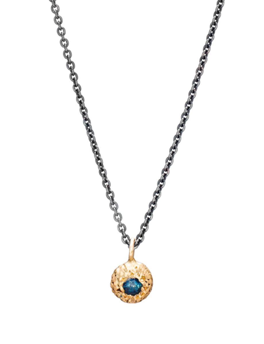 Textura Centra Pendant – Yellow Gold & Sapphire